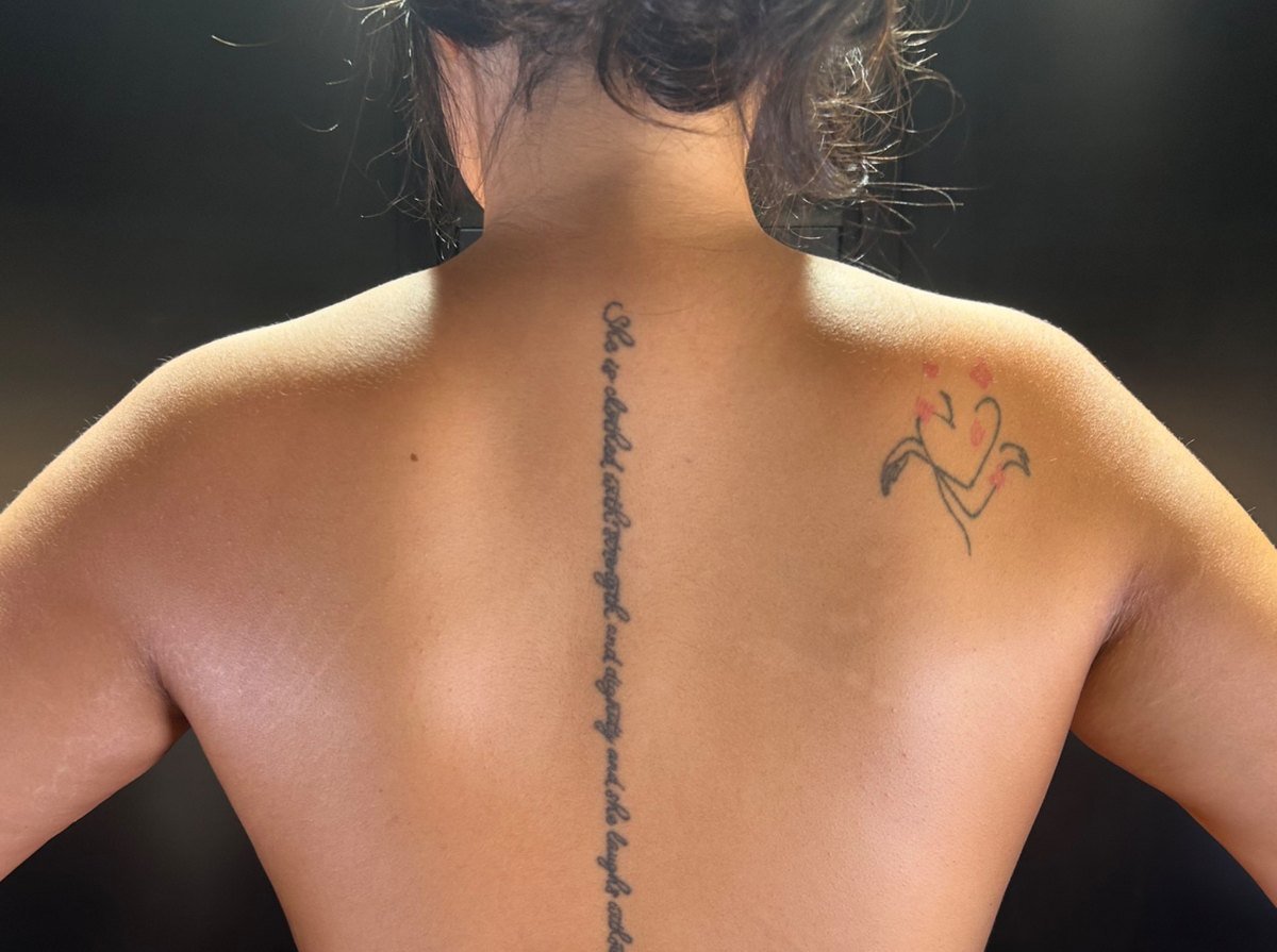Even custom spray tan on shoulders and back